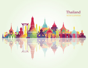 Fototapeta premium Thailand detailed skyline. Vector illustration