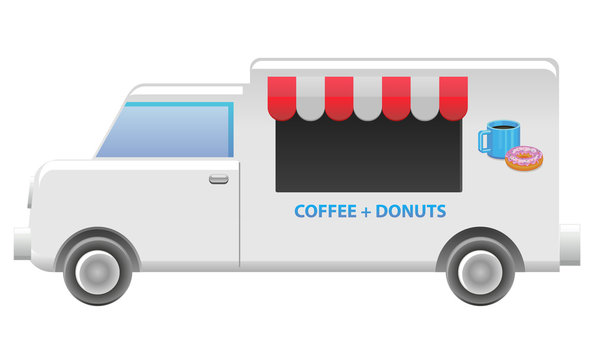 Coffee and donut food truck vector image