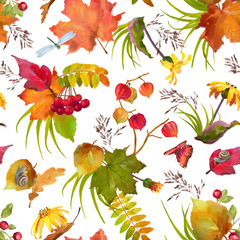Fototapeta premium Watercolor Autumn Pattern