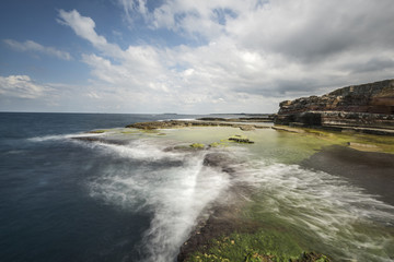 beautiful sea and rocks with long exposure