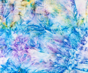 abstract blue colored stitched silk batik
