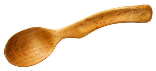 top view of wooden spoon carved from hawthorn wood
