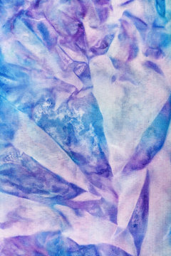 abstract blue and violet pattern on silk batik