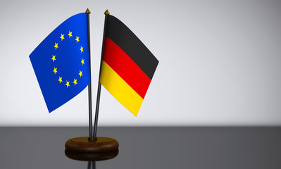German And European Union Desk Flags