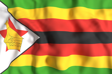 Republic of Zimbabwe flag waving