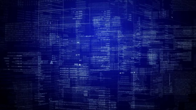 Program code text rotating.Blue. Loop able Background.Running hud text.Technological intro, screensaver.TYPE4