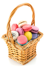 basket macaroon cake isolated on white background