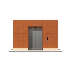 Modern elevator with closed doors, 3D illustration