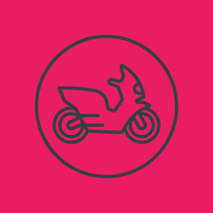 Scooter line icon in circle, vector illustration