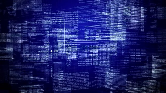 Program code text rotating.Blue. Loop able Background.Running hud text.Technological intro, screensaver.TYPE1