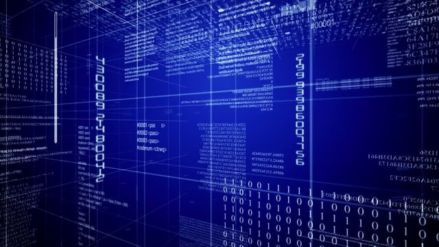 Futuristic technological background.Program code text.Blue. Loopable Background.Running hud text.Technological intro, screensaver.