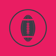 american football, gridiron icon in circle, sign with oval-shaped football