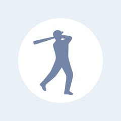 Baseball icon, batter, baseball player at bat