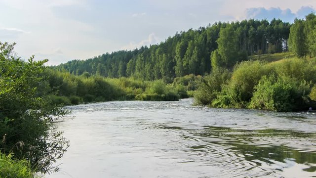 Water in the river Nemda flowing