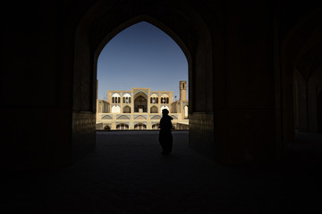 women silhouette in historical mosque