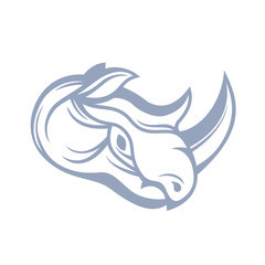 Rhino, outline of head, logo element on white