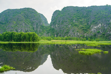 Fototapeta na wymiar Van Long Natural reserve in Ninh Binh Vietnam