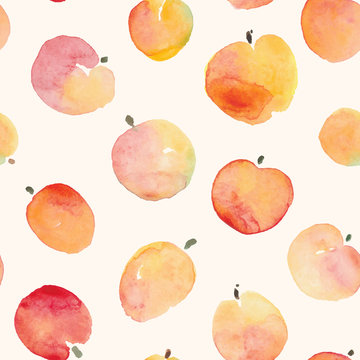 watercolor simple red and yellow shades apple seamless pattern