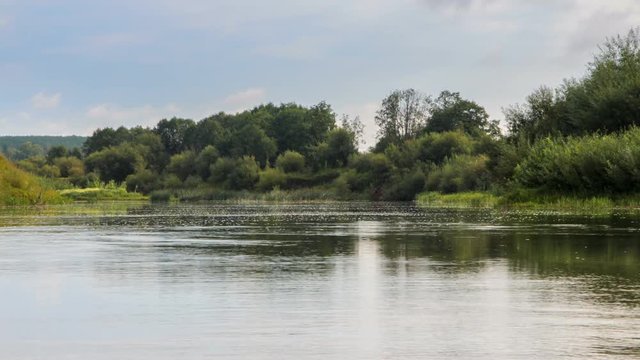 Sunny day and flowing river
