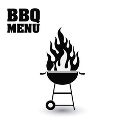 bbq grill menu and flame icon. Steak house food and restaurant theme. Isolated design. Vector illustration