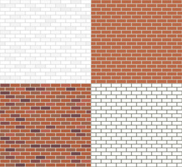 Set of four  brick walls seamless vector texture