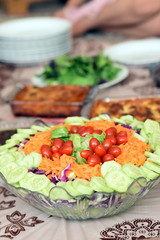 Iranian cuisine with lasagna and salad