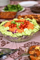 Iranian cuisine with lasagna and salad