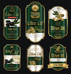 Olive oil retro vintage gold and black labels collection
