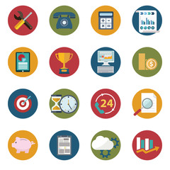 Web design objects, delivery, business, office and marketing items icons.