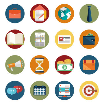 Web design objects, delivery, business, office and marketing items icons.