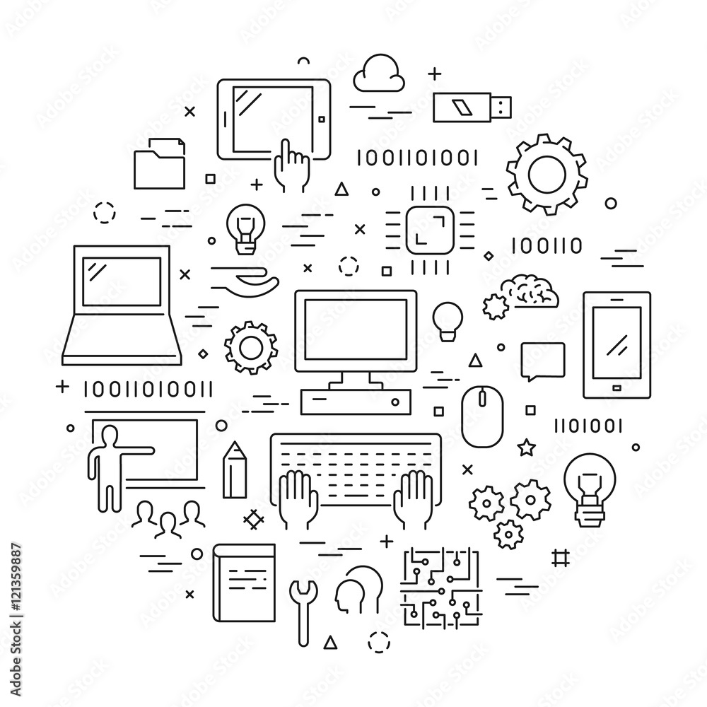Poster line web concept for computer science