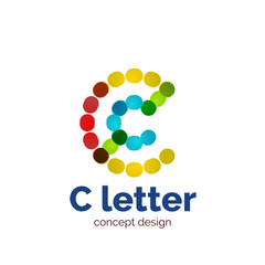 Vector modern minimalistic dotted letter concept logo