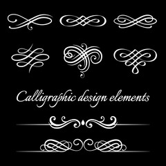 Vector set of calligraphic and page decoration design elements.