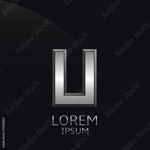 "Silver U Letter emblem" Stock image and royaltyfree vector files on