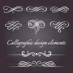 Vector set of calligraphic and page decoration design elements. - obrazy, fototapety, plakaty