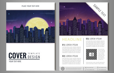 Leaflet Brochure Flyer template design with urban landscape. Book cover layout design, abstract business presentation template. a4 size design. Vector