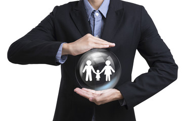business employees protecting customer care concept family, life insurance