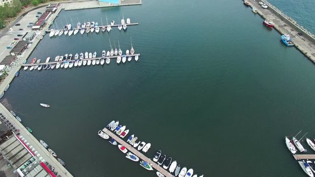 Aerial view of Constanta harbour and coastline, Romania