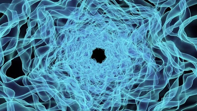Animation of fly through mysterious tunnel.