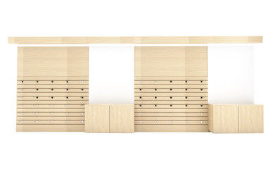 Mock up white poster for advertising at the retail shop shelf, 3D render and white isolated