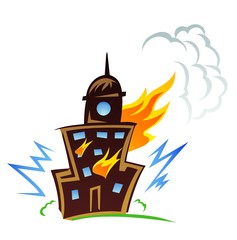 Burning building graphic design, illustration of fire