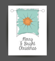 Pennant inside frame icon. Merry Christmas season and decoration theme. Sketch and draw design. Vector illustration