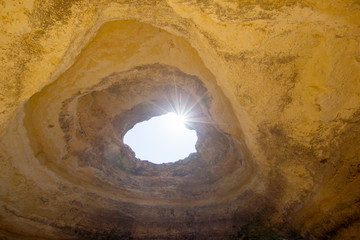 Famous cave at Benagil beach in Algarve, Portugal