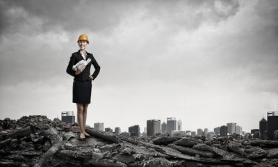 Construction development project . Mixed media