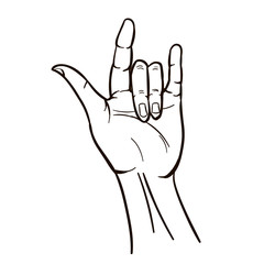 Sign Hand Hippie draw in Cartoon style