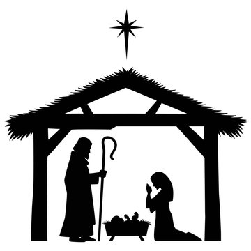 Mary, Joseph And Jesus Silhouette