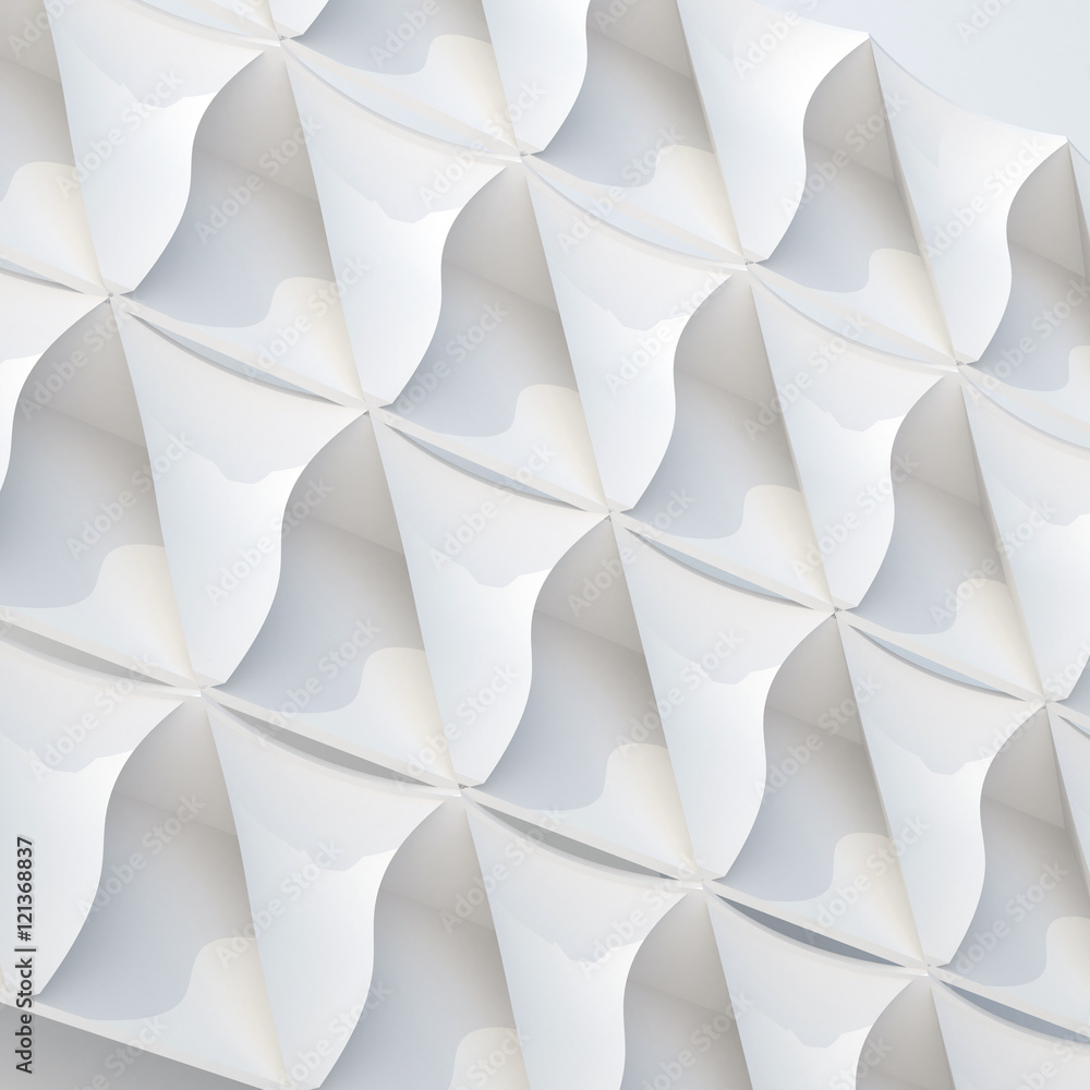 Poster 3d illustration. architectural vintage white background, based on curve regular repetitive form with