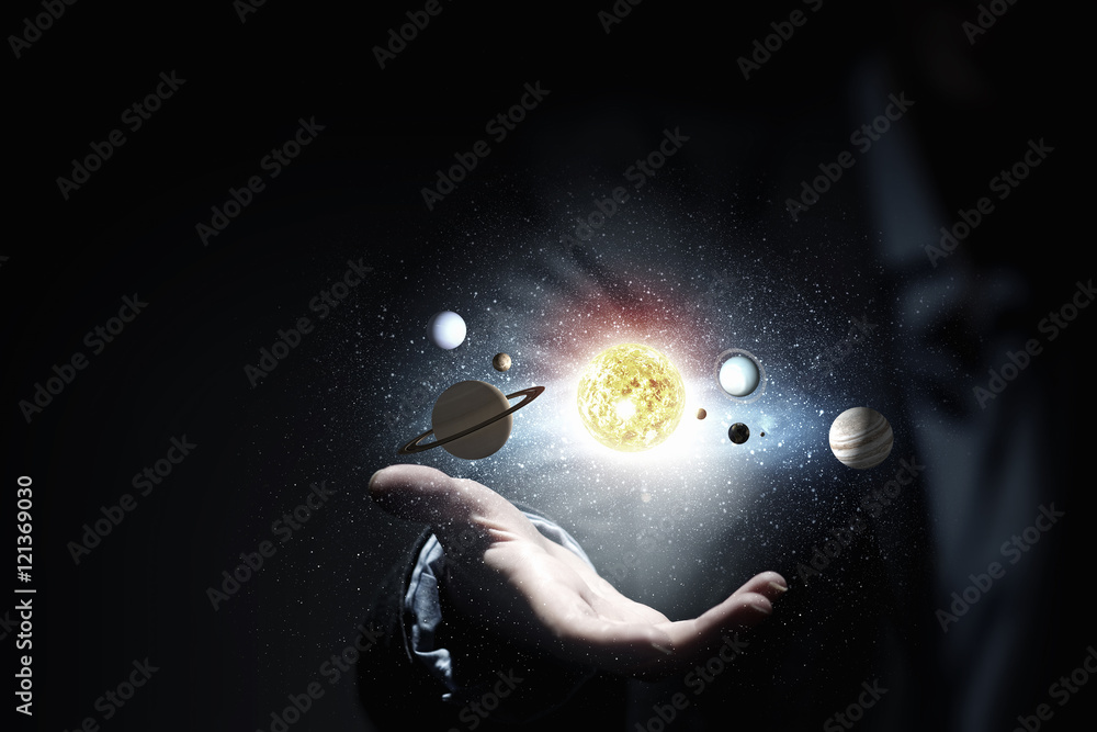 Canvas Prints system of planets . mixed media