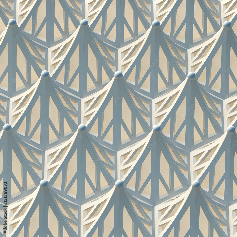 Poster 3d illustration. 3d pattern based on the frame of stylized pyramid. white structure, light backgroun