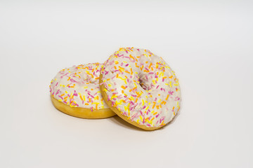 Donuts glazed on a white background